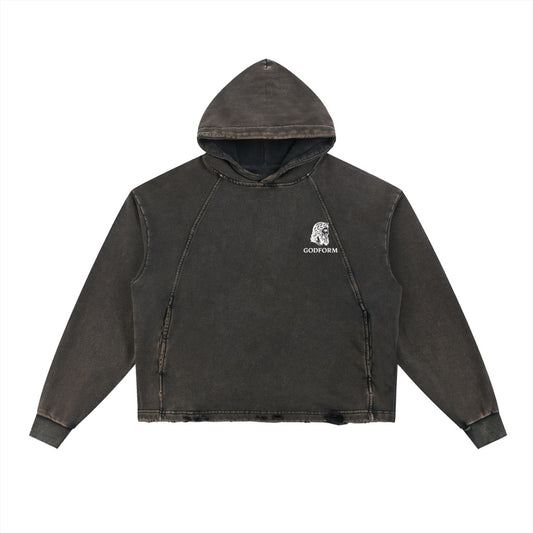 Vintage Washed Frayed-Hem Hoodie