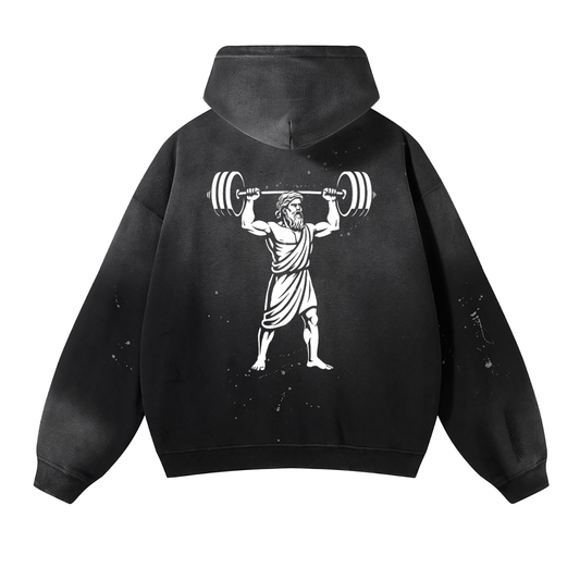 Vintage Washed Frayed Fleece Hoodie